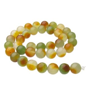 green orange agate 10mm round beads