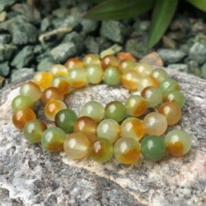 green orange agate 10mm round beads