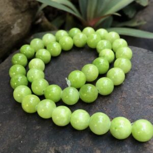 lime green malay jade gemstone round beads