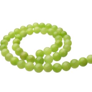 Lime Green Malay Jade (dyed) Round Gemstone Beads – 8mm [strand]
