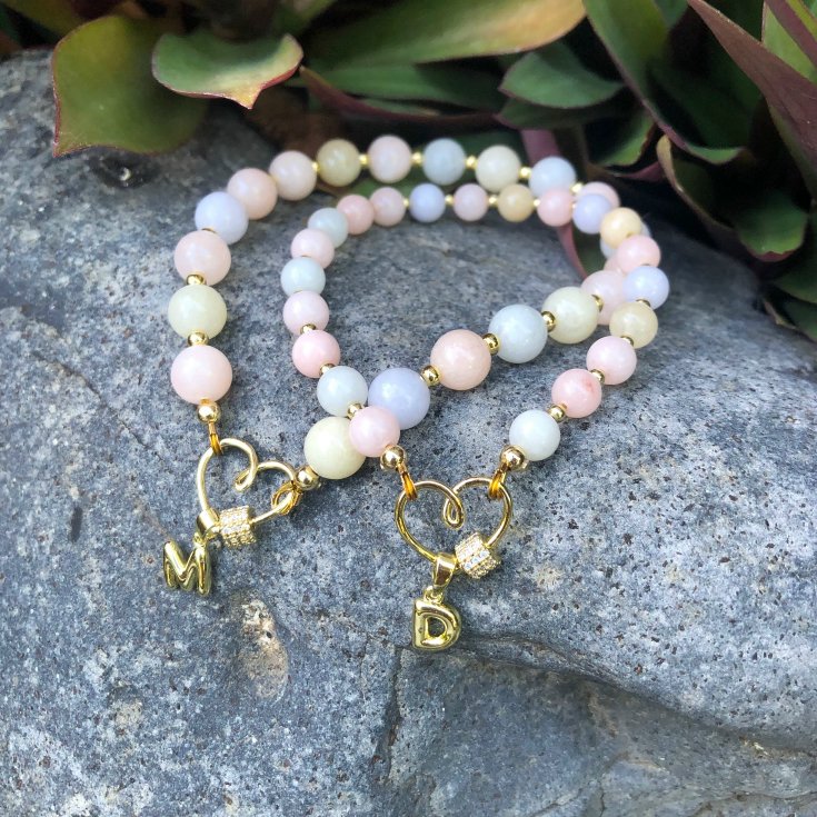 Morganite Jade Mother’s Day Bracelet Set Tutorial