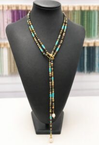 turquoise cube carabiner lariat necklace tutorial