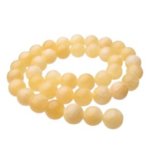 yellow jade 10mm round beads natural crystals