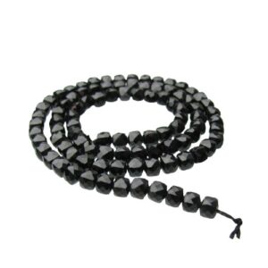 black tourmaline faceted cube gemstone beads