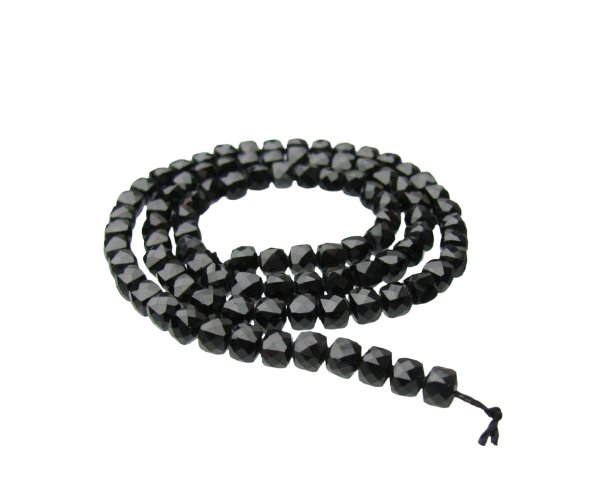 black tourmaline faceted cube gemstone beads