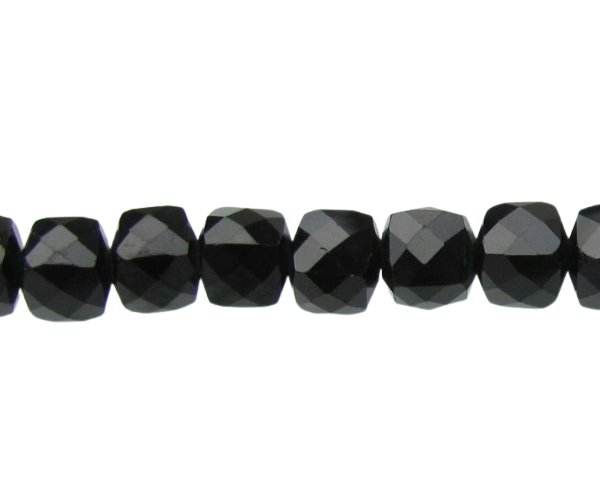 black tourmaline faceted cube gemstone beads