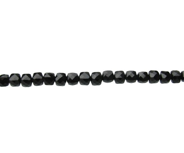 black tourmaline faceted cube gemstone beads