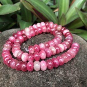 fuchsia pink dyed jade rondelle gemstone beads