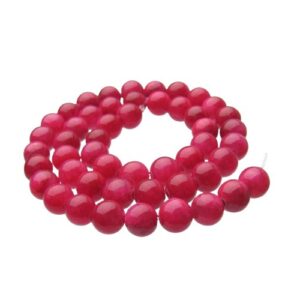 hot pink malay jade 8mm round beads