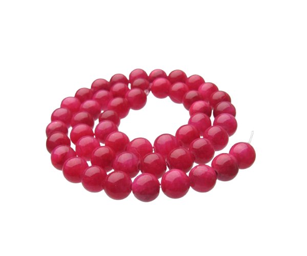 hot pink malay jade 8mm round beads