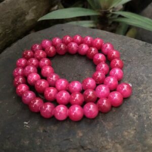 hot pink malay jade 8mm round beads