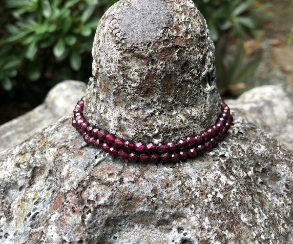 garnet faceted 4mm round gemstone beads