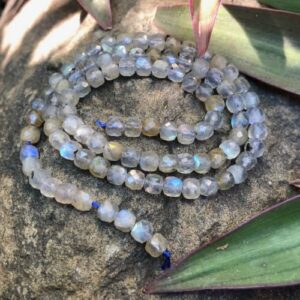 labradorite faceted cube tiny gemstone beads
