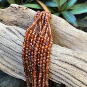 orange garnet faceted round 4mm beads