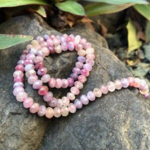 pink tourmaline faceted rondelle gemstone beads natural crystals Australia