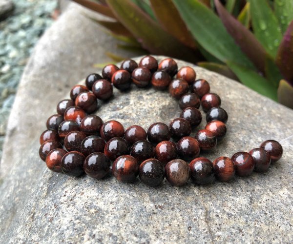 red tiger eye 8mm round gemstone beads