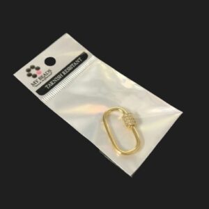 brass gold carabiner diamante 18k gold