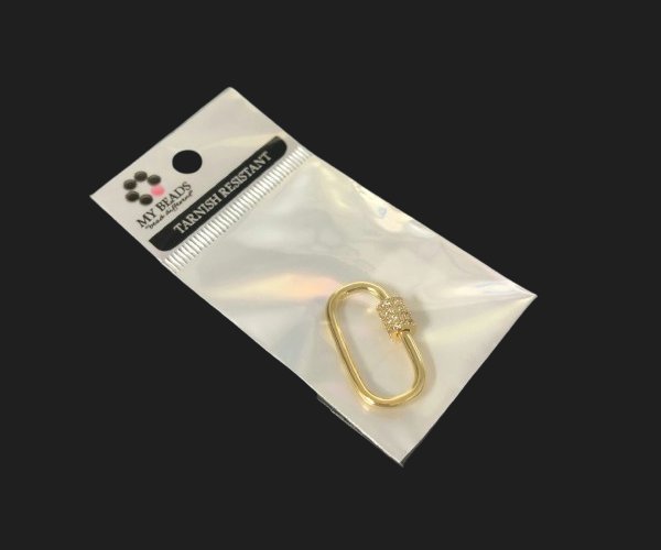 brass gold carabiner diamante 18k gold
