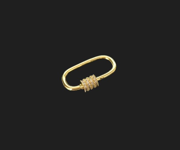 brass gold carabiner diamante 18k gold