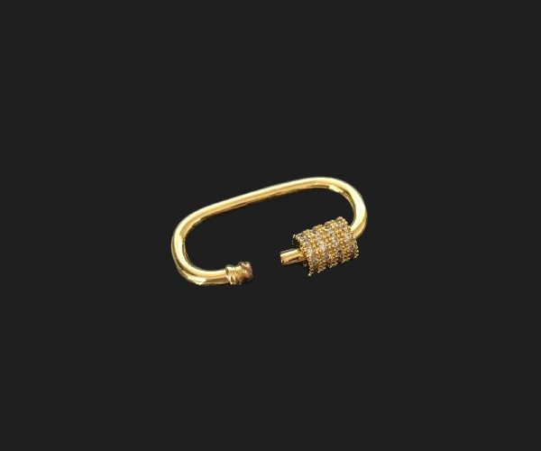 brass gold carabiner diamante 18k gold