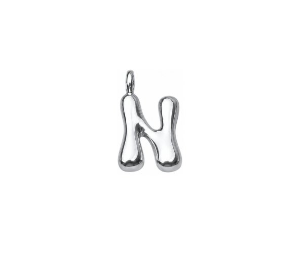 sterling silver plated brass initial charm N