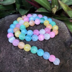 selenite gemstone round beads coloured