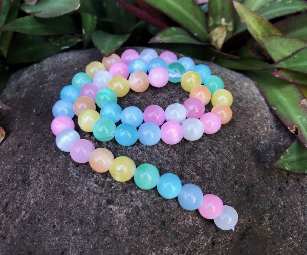 selenite gemstone round beads coloured