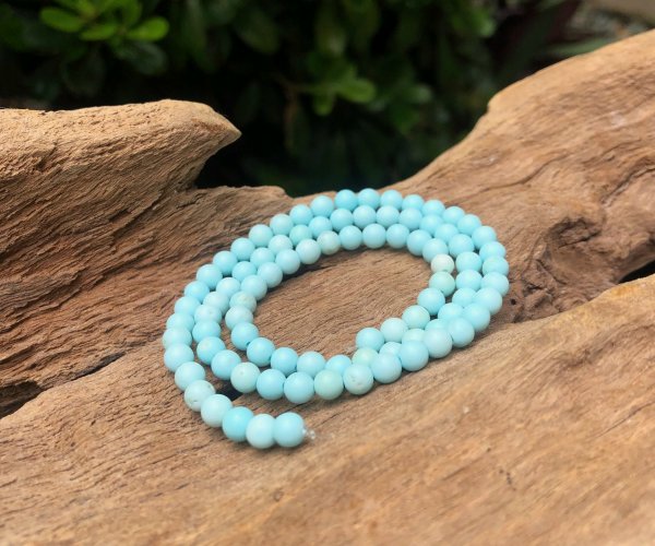 pale blue magnesite 4mm round gemstone beads