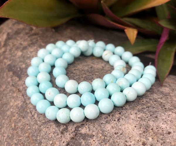 pale blue magnesite 6mm round gemstone beads