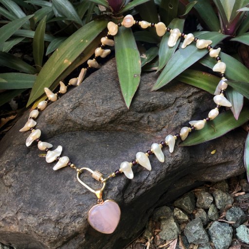 garnet and freshwater pearl statement necklace