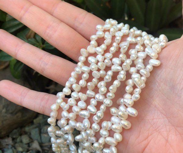 white top drilled nugget dancing freshwater pearls