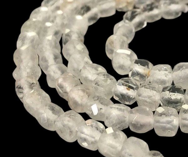 clear quartz faceted cube beads 4mm