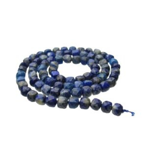 lapis lazuli faceted cube gemstone beads