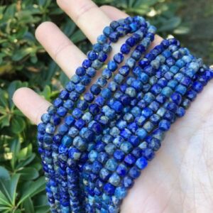 lapislazulifacetedcubebeads4 lapis lazuli faceted cube natural gemstone beads