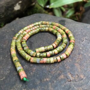 unakite gemstone wheel beads