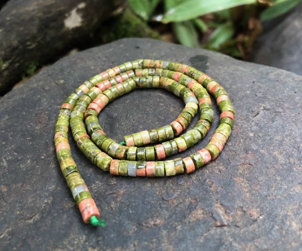 unakite gemstone wheel beads
