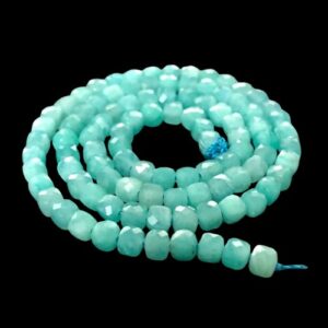 amazonite faceted 4mm cube beads