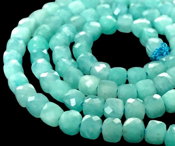 amazonite faceted 4mm cube beads