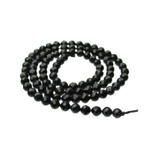 black tourmaline faceted round gemstone beads 4mm