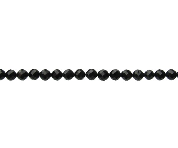black tourmaline faceted round gemstone beads 4mm