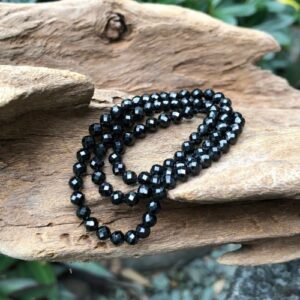 blacktourmalinefaceted4mmbeads4 black tourmaline faceted round gemstone beads 4mm