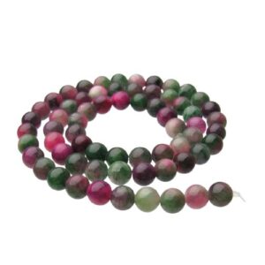 pink green malay jade 6mm round beads