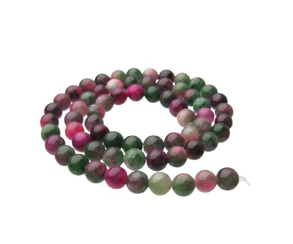 pink green malay jade 6mm round beads