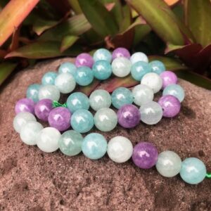 greenpurplejade10mmroundbeads4 green purple quartz round gemstone beads 10mm