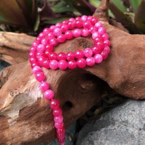 hotpinkjade6mmbeads4 pink quartz 6mm round gemstone beads