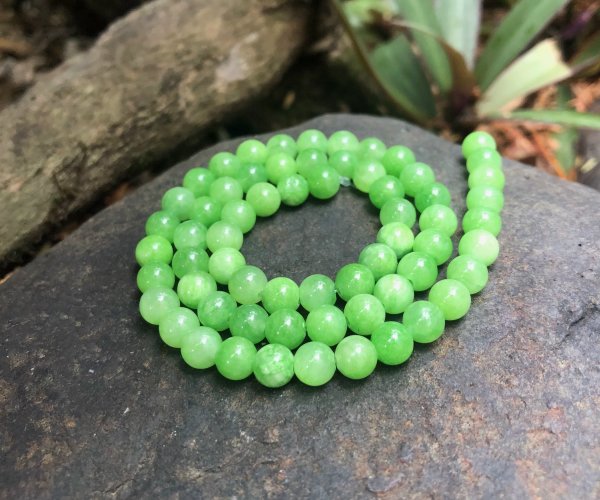 lime green malay jade 6mm round gemstone beads