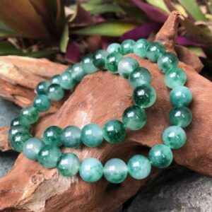 mottledgreenjadebeads10mm4 green jade 10mm round beads