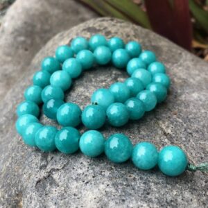 teal malay jade gemstone beads round 10mm