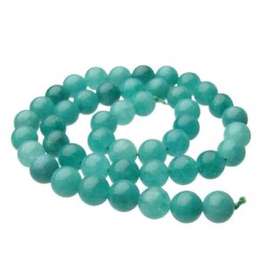 teal jade round gemstone beads