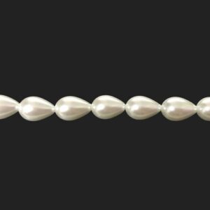 white glass teardrop shaped pearls